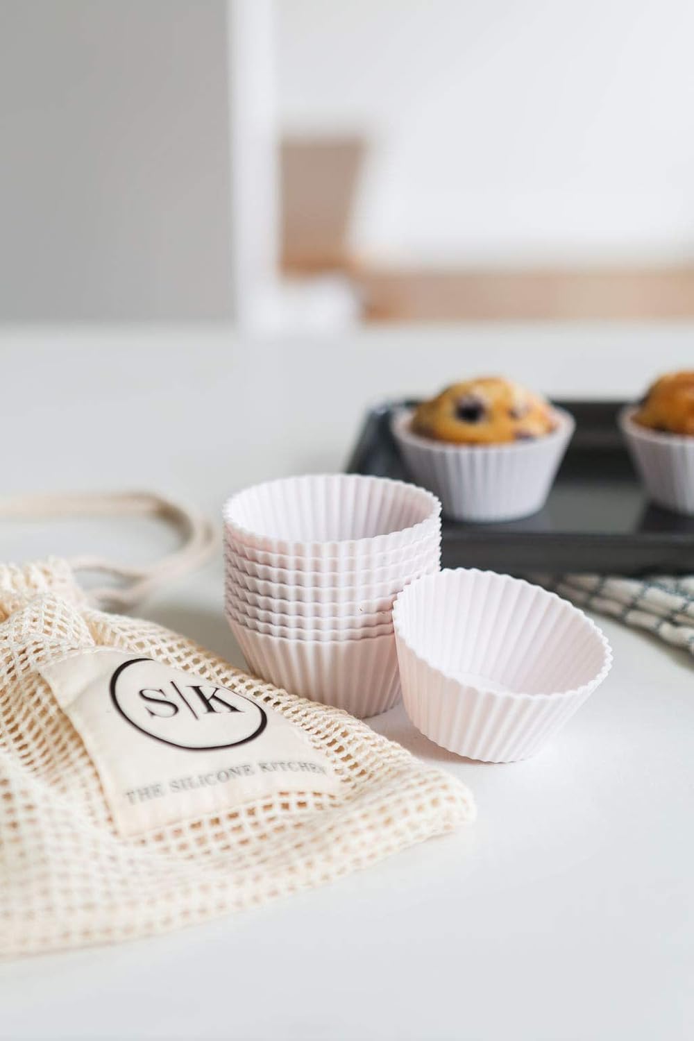 The Silicone Kitchen Silicone Individual Mini Loaf Pans - Reusable, Non-Toxic, BPA Free, Dishwasher Safe, Bento Box Accessories (12 Pack, White)