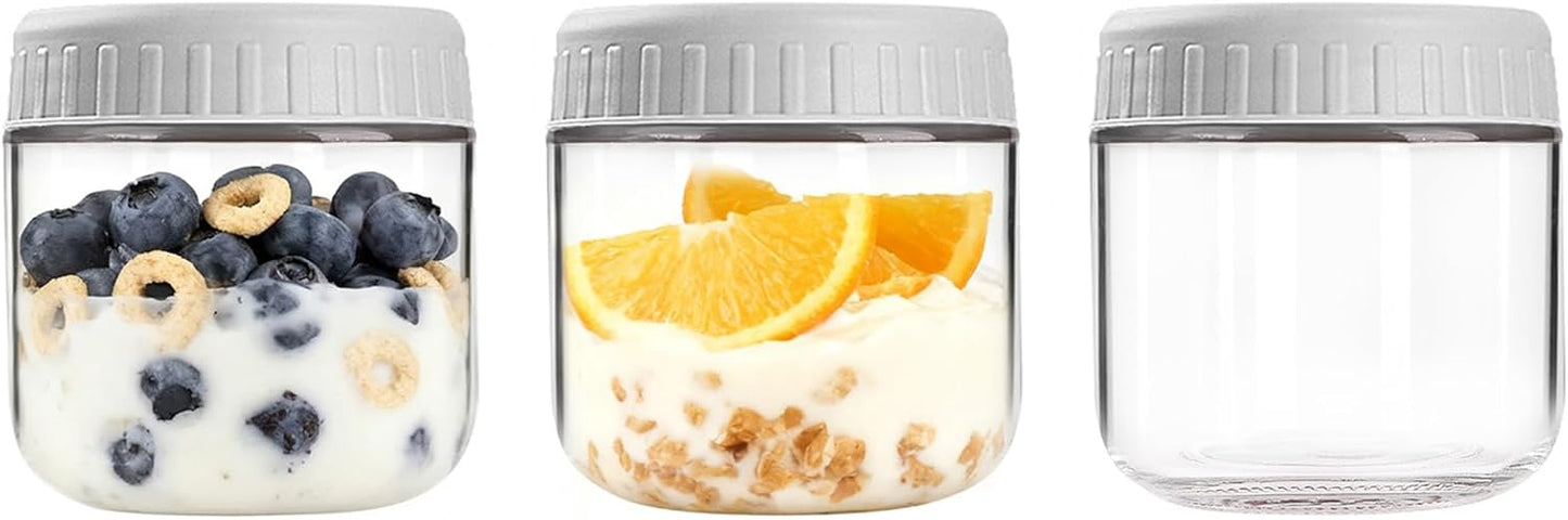 Overnight Oats Containers with Lids, 10oz Wide Mouth Mason Jars with Lids, 9 Pack Glass Jars with Airtight lid for Chia Pudding Yogurt Salad, Meal Prer Oatmeal Jars, Pink