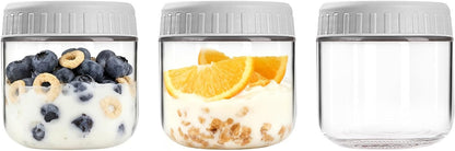 Overnight Oats Containers with Lids, 10oz Wide Mouth Mason Jars with Lids, 9 Pack Glass Jars with Airtight lid for Chia Pudding Yogurt Salad, Meal Prer Oatmeal Jars, Pink