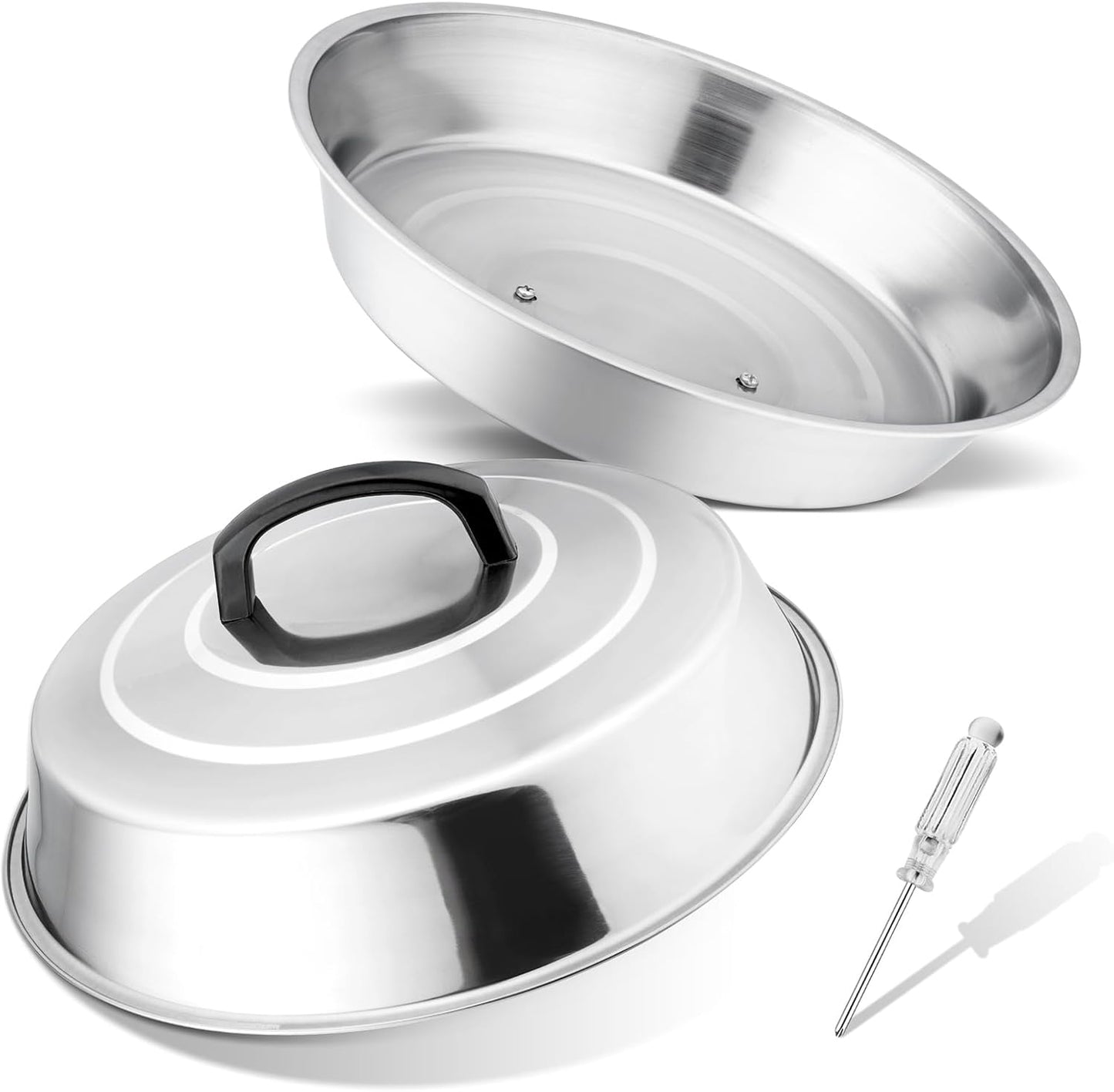 Cheese Melting Dome Set of 2, Leonyo 12" Metal Steam Basting Cover for Griddle Grill, Stainless Steel Griddle Accessories for BBQ Flat Top Kitchen Cooking Hamburger, Dishwasher Safe