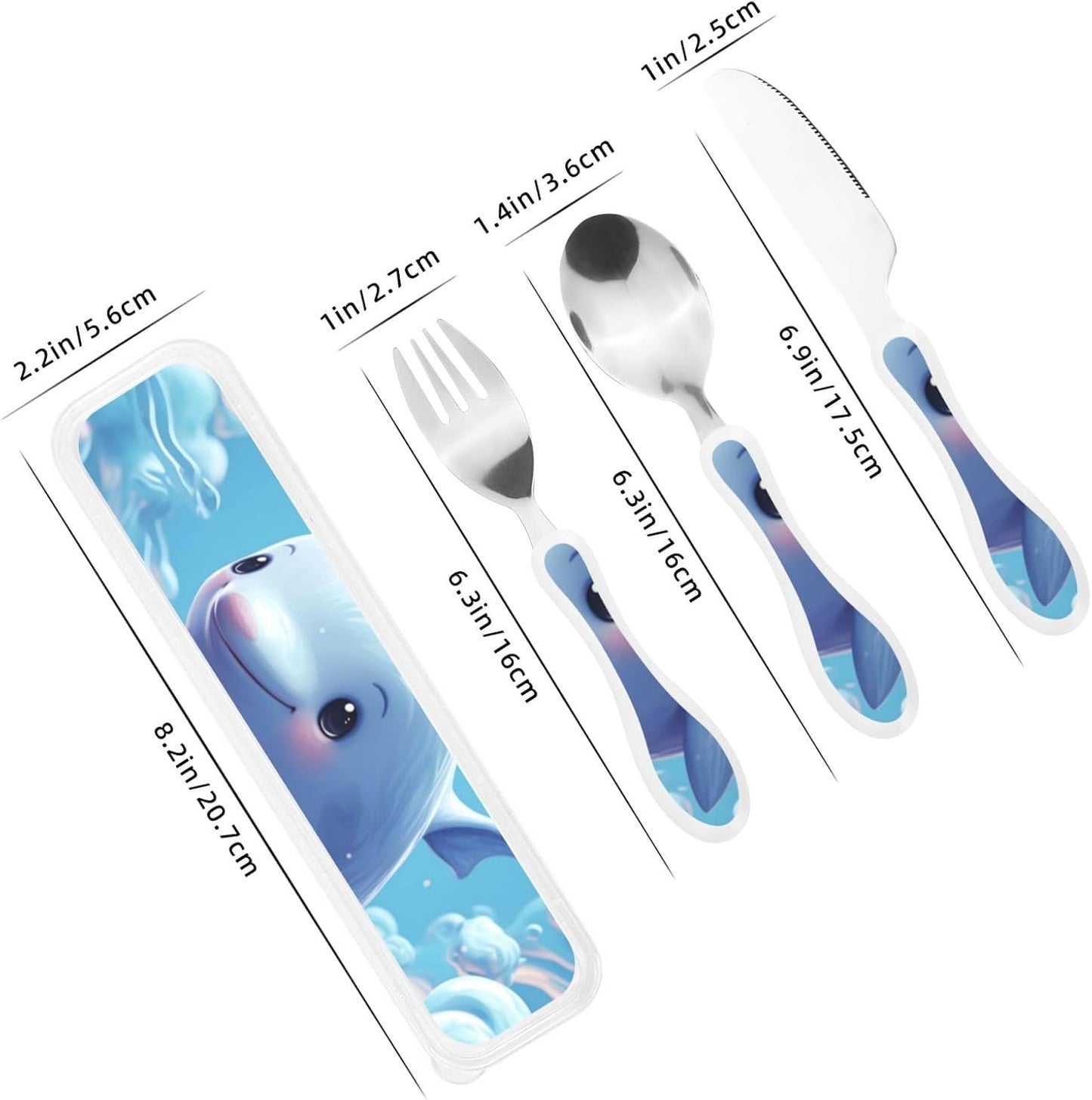 3-Piece Kids Silverware Set With Storage Case, Stainless Steel Reusable Children Safe Knife Spoon Fork Set African Animals Children Flatware Set For Kids Lunch Box