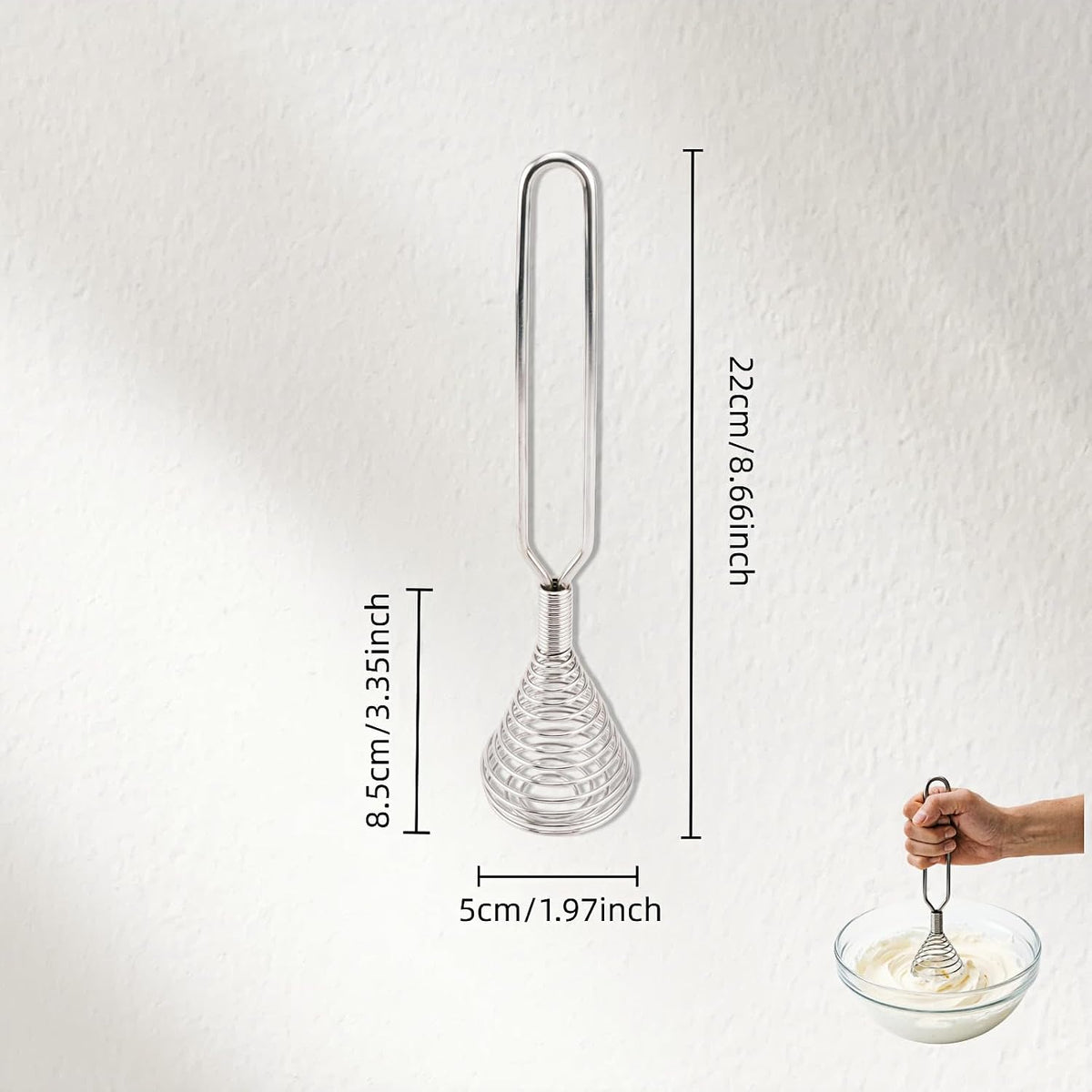 Stainless Steel Spring Coil Whisk Wire Whip Cream Egg Beater Gravy Cream Hand Mixer Kitchen Tool Accessories For Mixing, Blending, Beating, Stirring, Cooking - (1Pcs Silver)