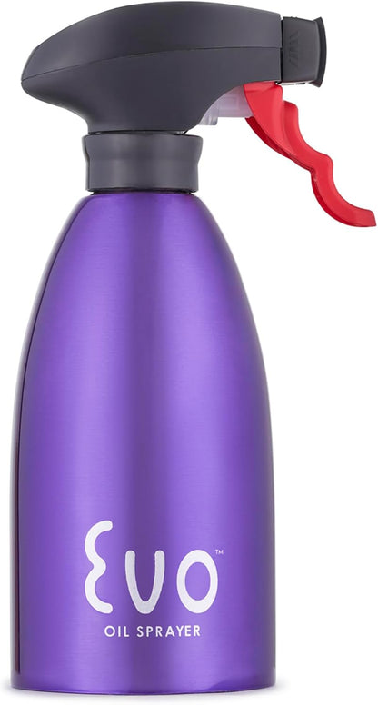 Evo Oil Sprayer 18/8 Stainless Steel, Non-Aerosol for Olive, Cooking Oils, and Vinegars, Silver, 16-Ounce Capacity