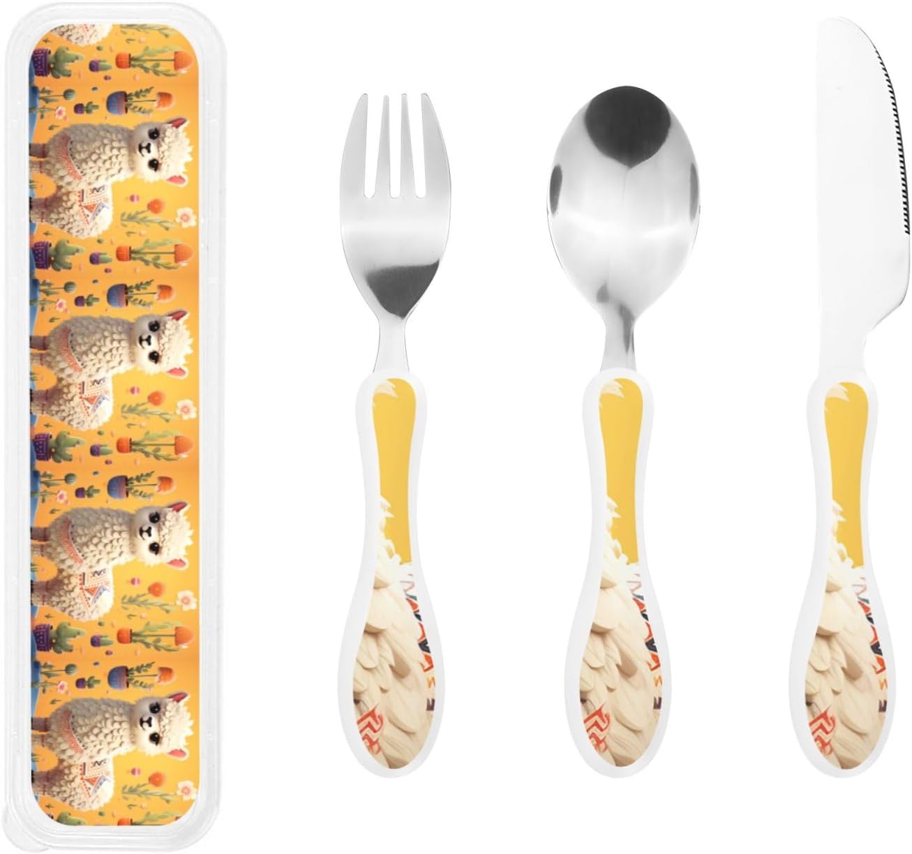 3-Piece Kids Silverware Set With Storage Case, Stainless Steel Reusable Children Safe Knife Spoon Fork Set Blue Active Girl Running Sunset Children Flatware Set For Kids Lunch Box - Colors B
