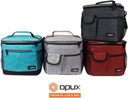 opux Insulated Lunch Bag for Men Women, Leakproof Black Lunch Box for Work, Portable Soft Lunch Cooler Bag with Shoulder Strap, Adult Lunchbox Lunch Pail for Kid Boy Girl School, 14 Can/8L