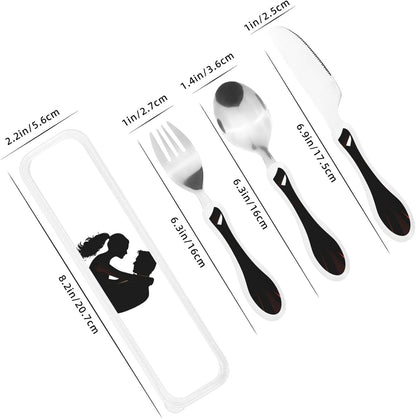 3-Piece Kids Silverware Set With Storage Case, Stainless Steel Reusable Children Safe Knife Spoon Fork Set Ballroom Dance Children Flatware Set For Kids Lunch Box