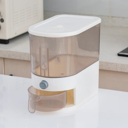 Gagee 11 Lbs Rice Dispenser, Clear | Grain Container Storage, With Lid, Measuring Cylinder, Moisture Proof, Household Cereal Dispenser Bucket
