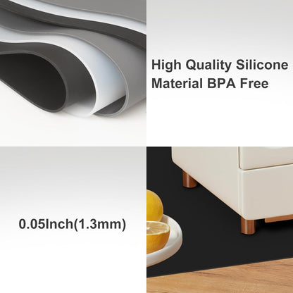 Silicone Mats for Kitchen Counter, Treerit 47.24"x 23.62" Extra Large Silicone Mat, Non-slip Heat Resistant Kitchen Counter Mat, Quartz Countertop Protector, Shipped Rolled Up, No Creases, Gray