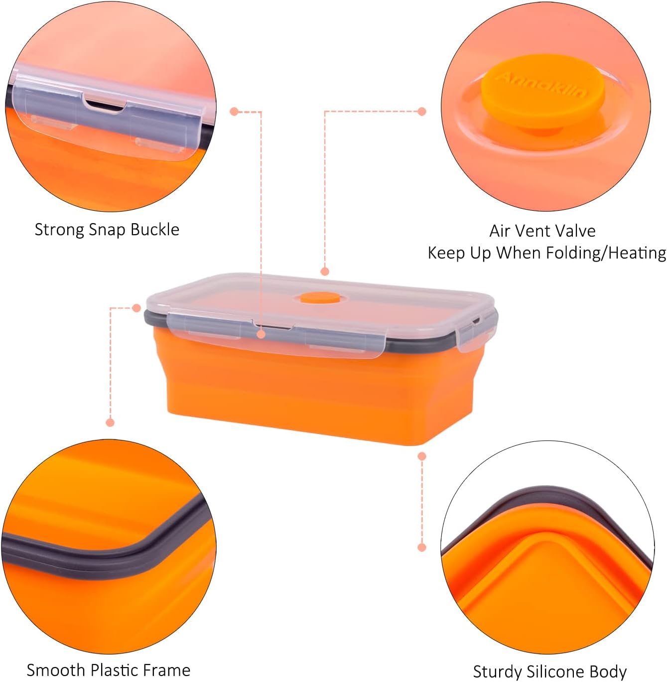 Collapsible Food Storage Containers with Lids, 4 Pack, 40 oz Silicone 1-Compartment Meal Prep Containers Reusable, Lunch Bento Boxes for Adults, Microwave Freezer Dishwasher Safe, BPA-Free, Black