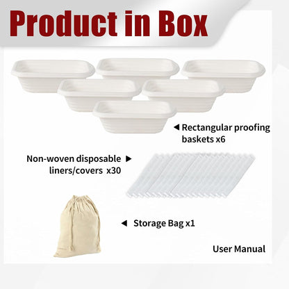 2-Pack 8 Inch Rectangular Bread Proofing Basket Set
