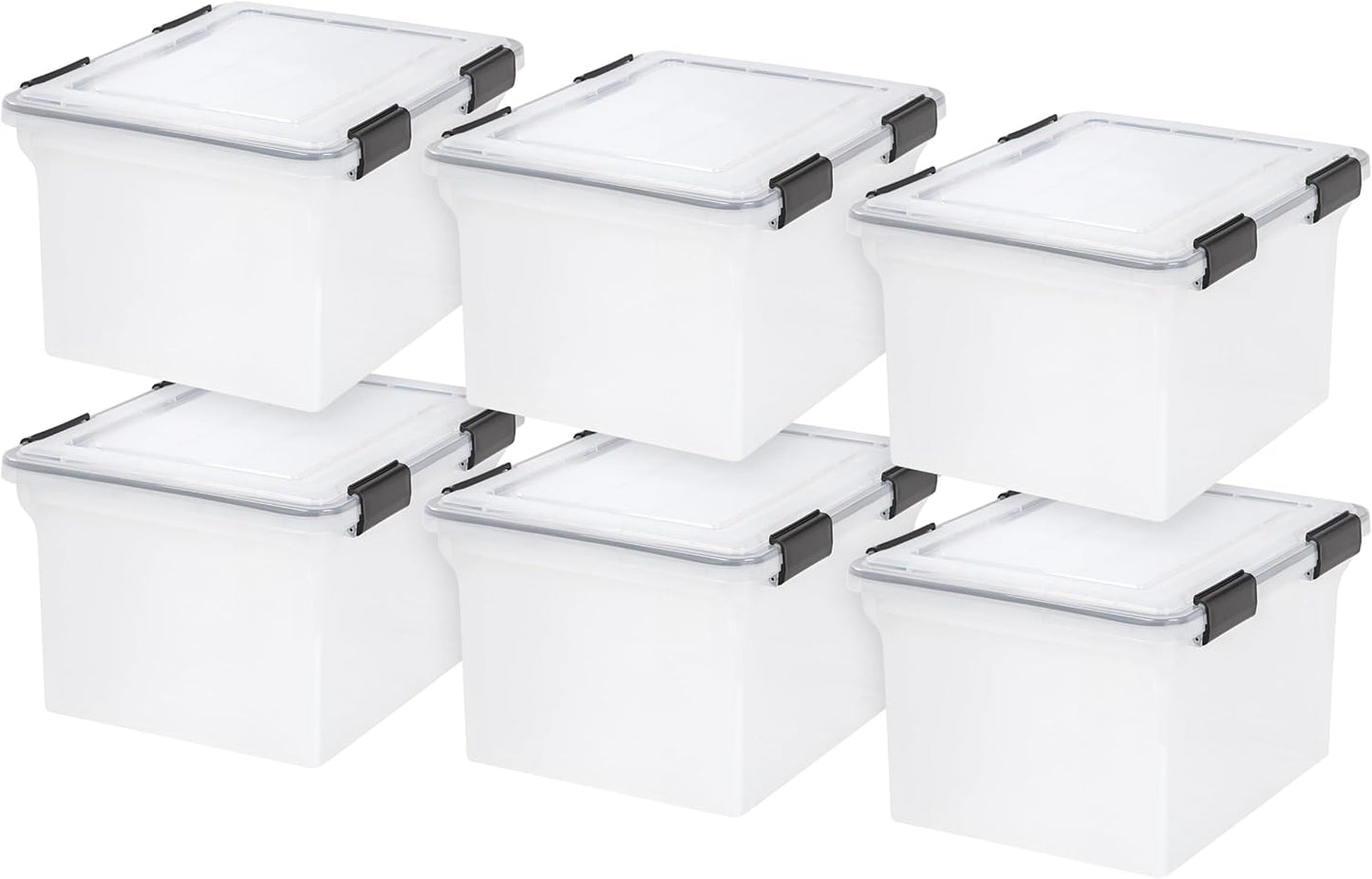 IRIS USA WeatherPro Storage Bins with Lids, 47 Qt, Gasket Seal, 2 Pack | Airtight gasket helps protect clothing, shoes, crafts, keepsakes, and household supplies from moisture and dust.