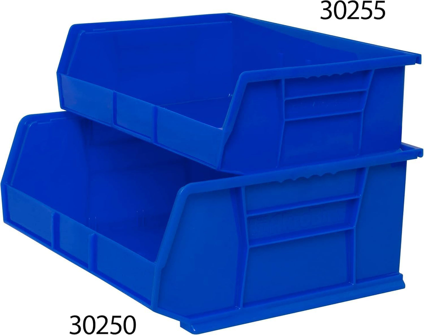 Akro-Mils 30250 AkroBins Plastic Storage Bins, Space-Saving Stackable Bins for Garage, Pantry, Craft Organization, 15" x 16" x 7", Black, 6-Pack