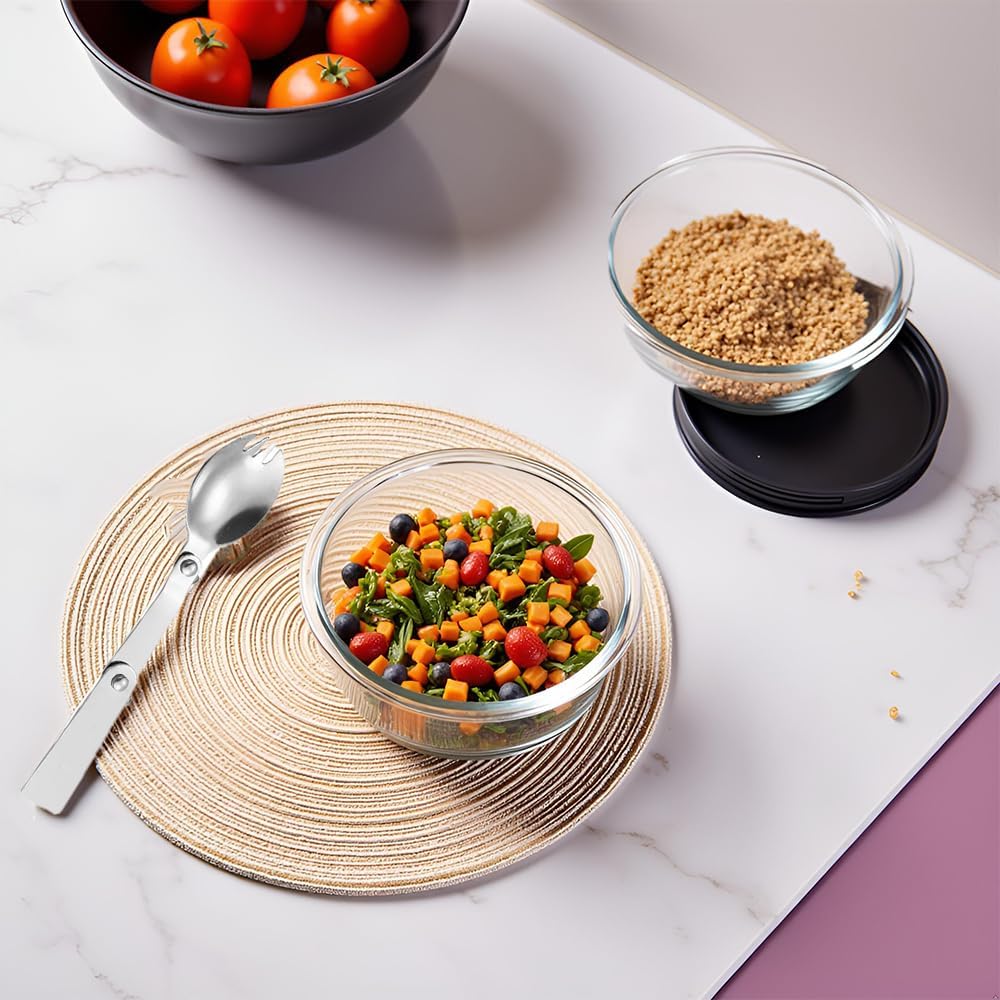 8 Pcs Square Glass Food Storage Container with Lids, 16OZ Square Glass Meal Prep Containers Set, 2 Cup glass Food Storage for Lunch Salad, Microwave, Oven, Freezer, Dishwasher Safe (4 Pack)