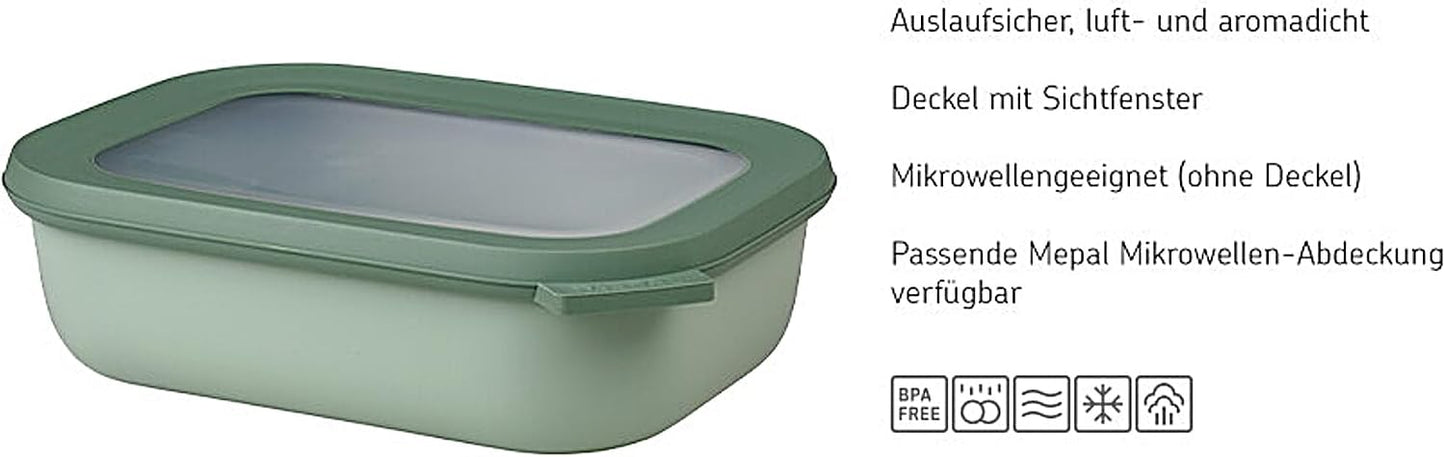 Mepal Cirqula Set of 3 Rectangular Deep Multi Food Storage Serving Containers with Transparent Lids | Perfect for Food Prep | Microwave & Dishwasher Safe | Nordic Black | Made in Holland