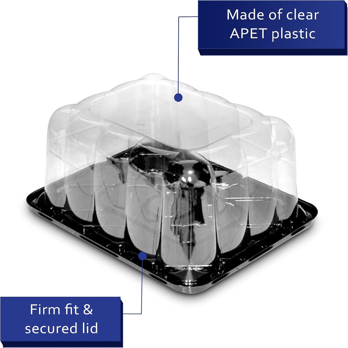 MT Products Round PET Plastic Cake Container 8" - Plastic Bakery Boxes (Pack of 5) - Made in the USA