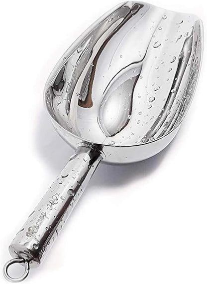 JBscoop Stainless Steel Scoop for ice, 9.6 Inch Metal Food Scoop Kitchen Bar Party Wedding Heavy Duty Dishwasher Safe - 8 Oz