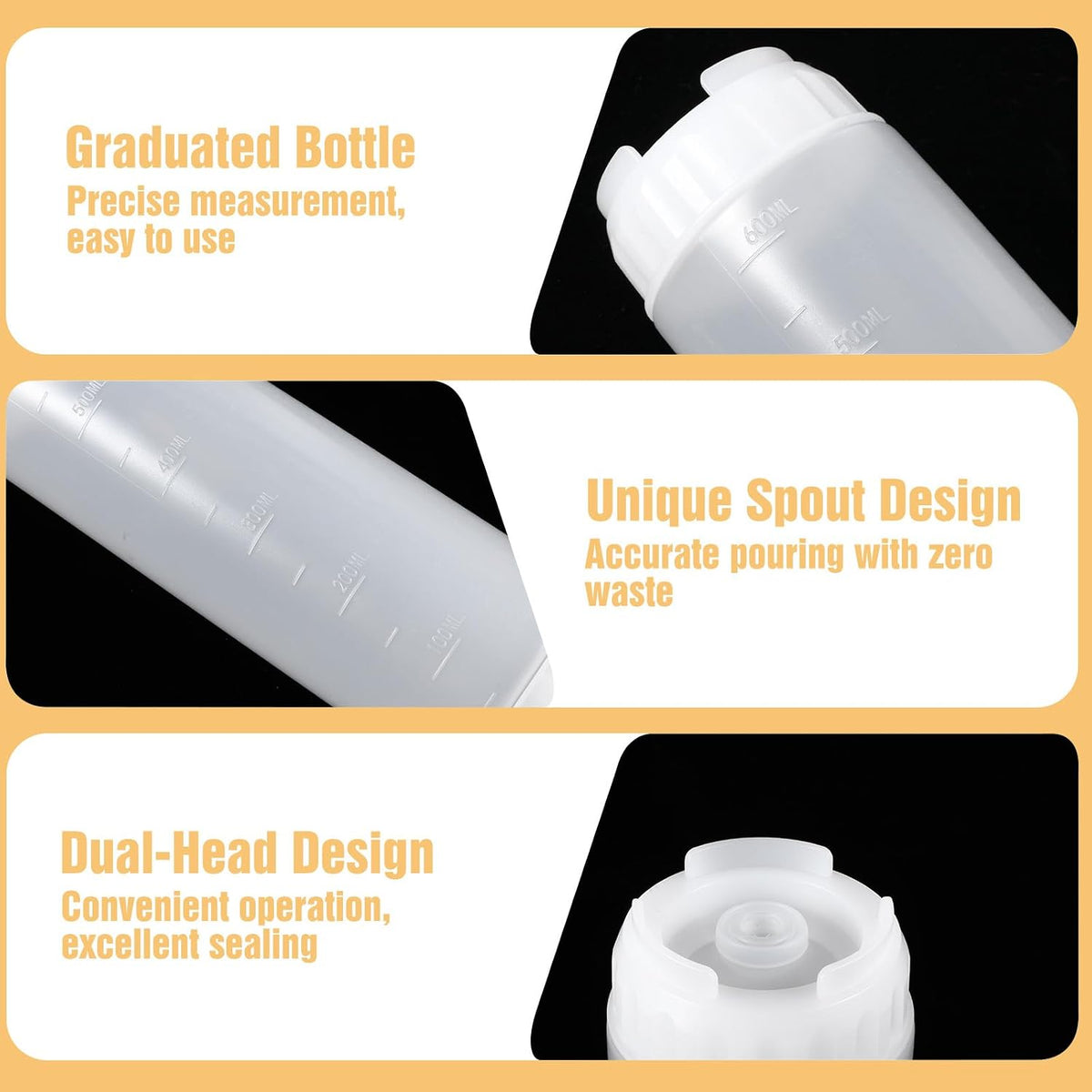 2 Pcs 16 oz Inverted Squeeze Bottles, Valve Condiment Dispenser (Black)