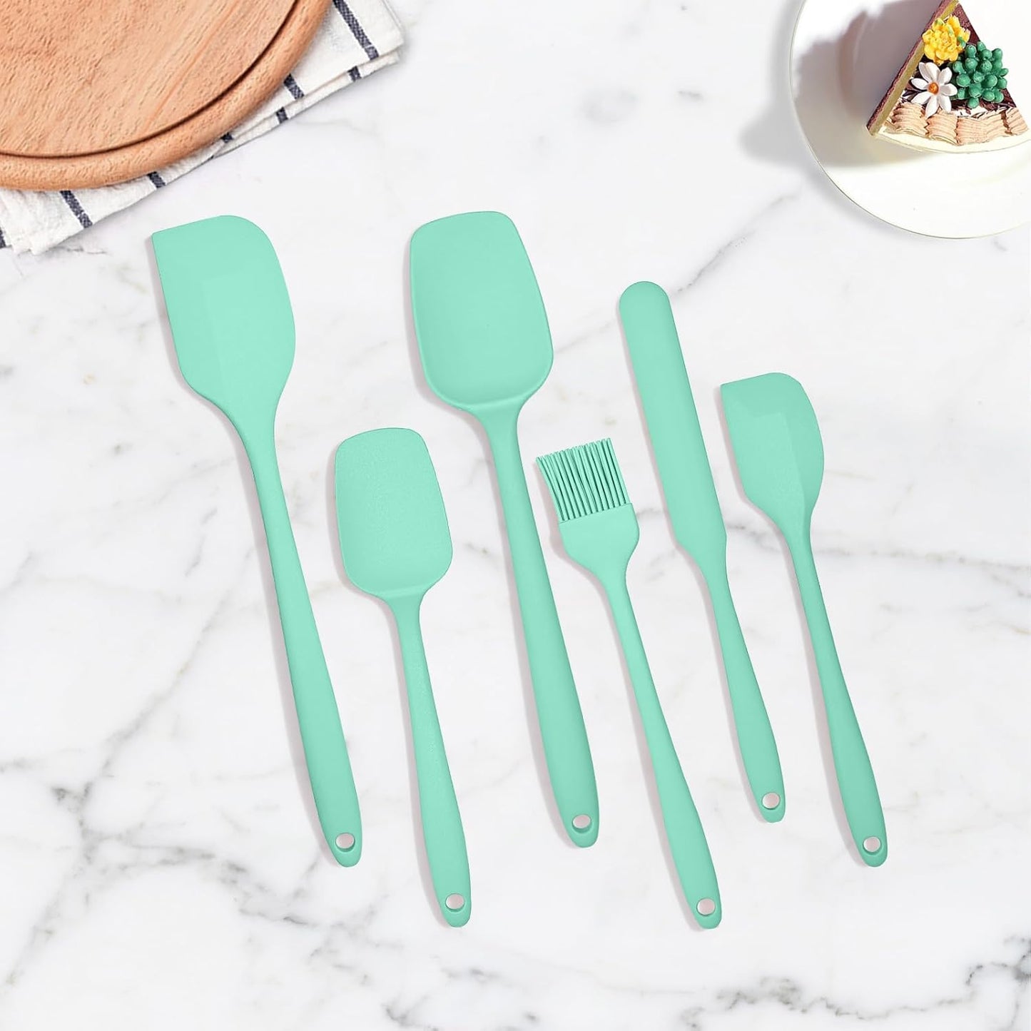 6 Pieces Silicone Spatula Set, Rubber Spatulas Silicone Heat Resistant Spatula Set for Kitchen Use, Food Grade Rubber Spatula with Ergonomic Grip, Cooking, BPA Free Dishwasher Safe(black)