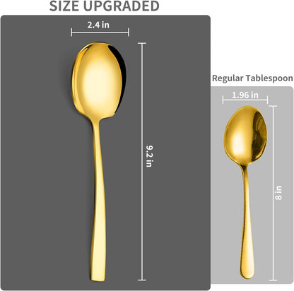 4 Piece Serving Spoons Set,9.2-Inch Includes 2 Large, 2 Slotted