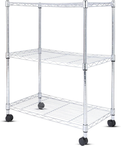 Whitmor 2-Wire Shelving Unit, Metal Storage Shelves, Stacking Shelf with Basket, Easy Assembly Home Organizer for Pantry, Kitchen, Garage, Plant