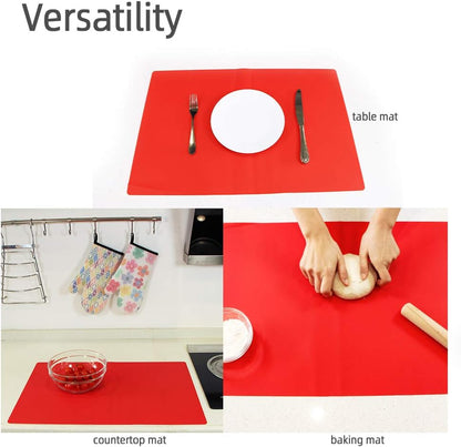 Webake Extra Large Silicone Mat For Countertop, Multipurpose Nonstick Heat Resistant Mat 23.6" x 15.7" for Baking, Rolling Dough, Fondant, Resin Expoxy, Craft, Jewerly (Red)