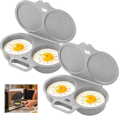 Dual Cavity Microwave Egg Poacher 2 Eggs, Quick Oil-Free Cooking，black