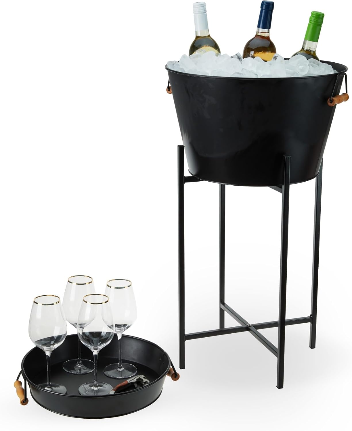 Twine Cheers Beverage Tub, Galvanized Tubs for Entertaining, Drink Buckets for Parties, Large Ice Tub and Gift Basket, Beer Buckets, Cream, 6.3 Gallons Set of 1