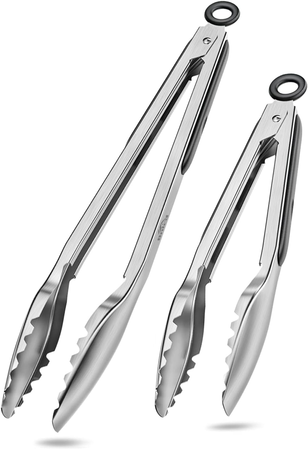 Good Grip Cooking Tongs with Silicone Tips, Set of 3-7" 9" and 12" | 600ºF Heat Resistant, 5-Layer Heavy Duty Stainless Steel, Pull Lock, Non Stick - Kitchen Tongs for Salad, Cooking and Frying