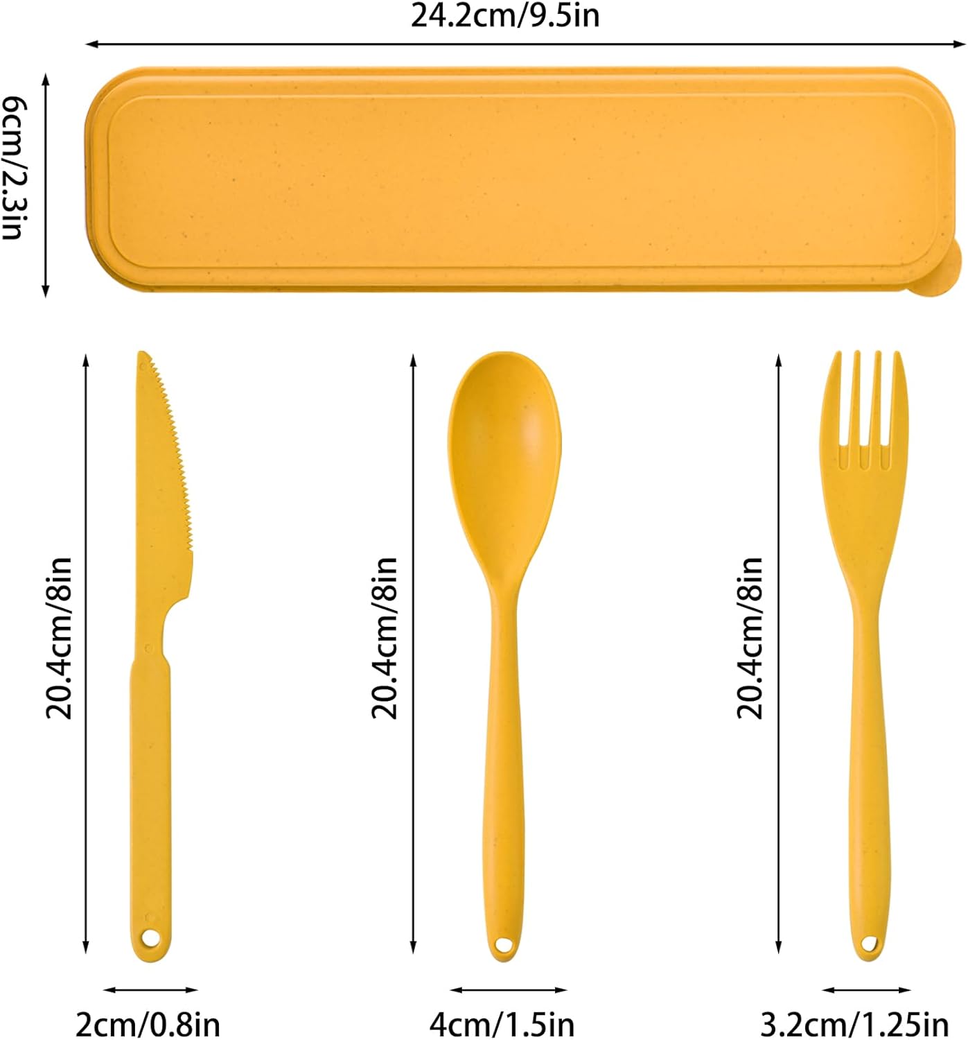 Reusable Utensils Set with Case, 4 Sets Wheat Straw Travel Cutlery Set, Portable Spoon Knife Fork Chopsticks Lunch Box Utensil Set for Kids Adults