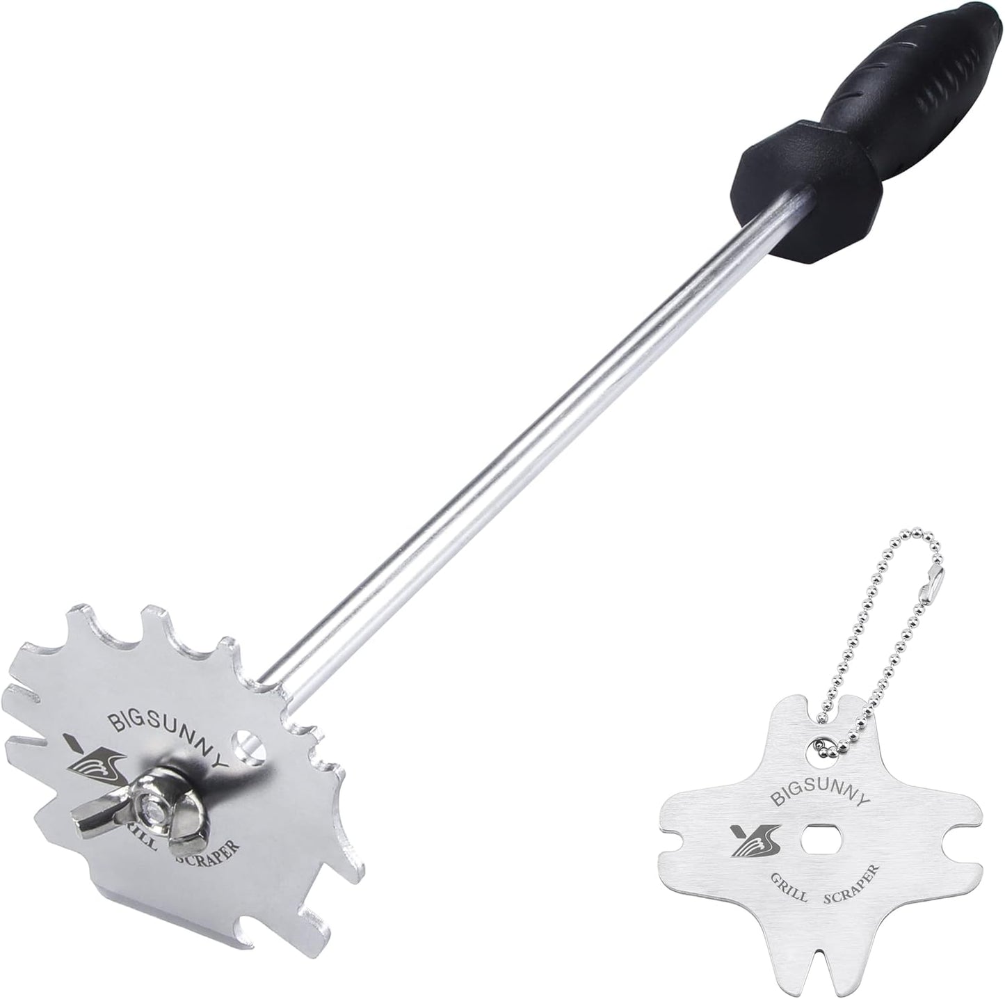 MSY BIGSUNNY Good Grip Stainless Steel Grill Scraper for BBQ Grate and Griddle (12" Scraper)
