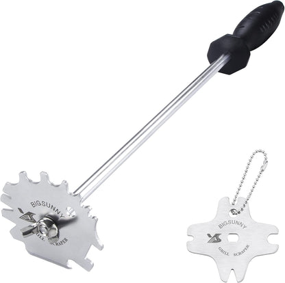 MSY BIGSUNNY Good Grip Stainless Steel Grill Scraper for BBQ Grate and Griddle (12" Scraper)