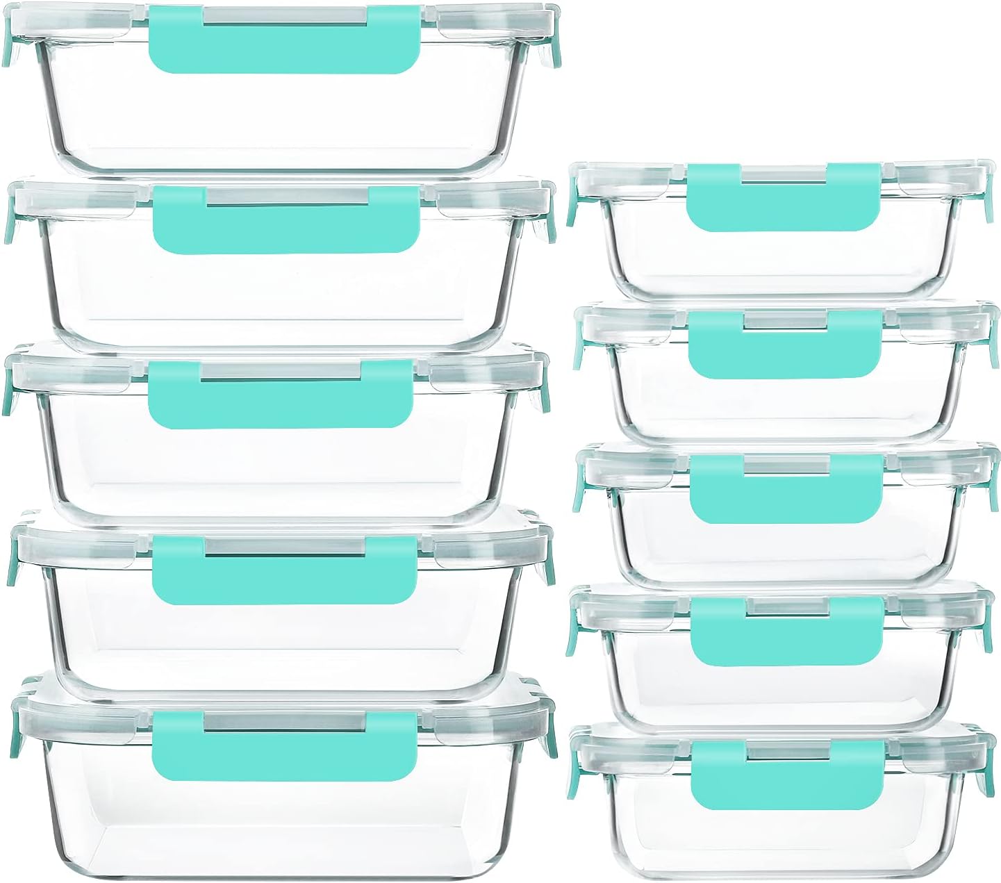 [10-Pack] Glass Meal Prep Containers with Lids, MCIRCO Food Storage Containers with Snap Locking Lids, Airtight Lunch Containers, Microwave, Oven, Freezer and Dishwasher