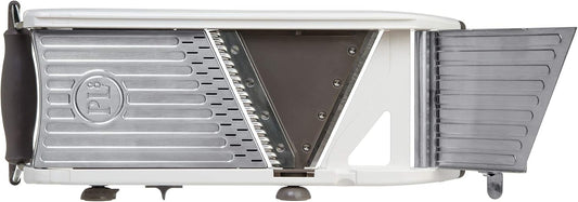 PL8 Professional Mandoline - Versatile Slicer with Adjustable Straight, Waffle, and Julienne Blades, Extra-Wide Stainless Steel Deck, Safety Hand Guard, Non-Skid Feet, and Space-Saving Design