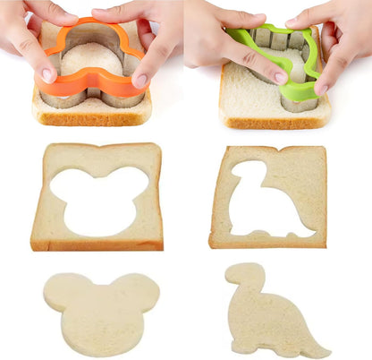 Sandwich Cutter for Kids 48 Pcs, Kimfead Cookie Cutters, Fruit Vegetable Cutter Shapes, Food Picks for Bento Box, Mouse Dinosaur Star Square Heart Shape