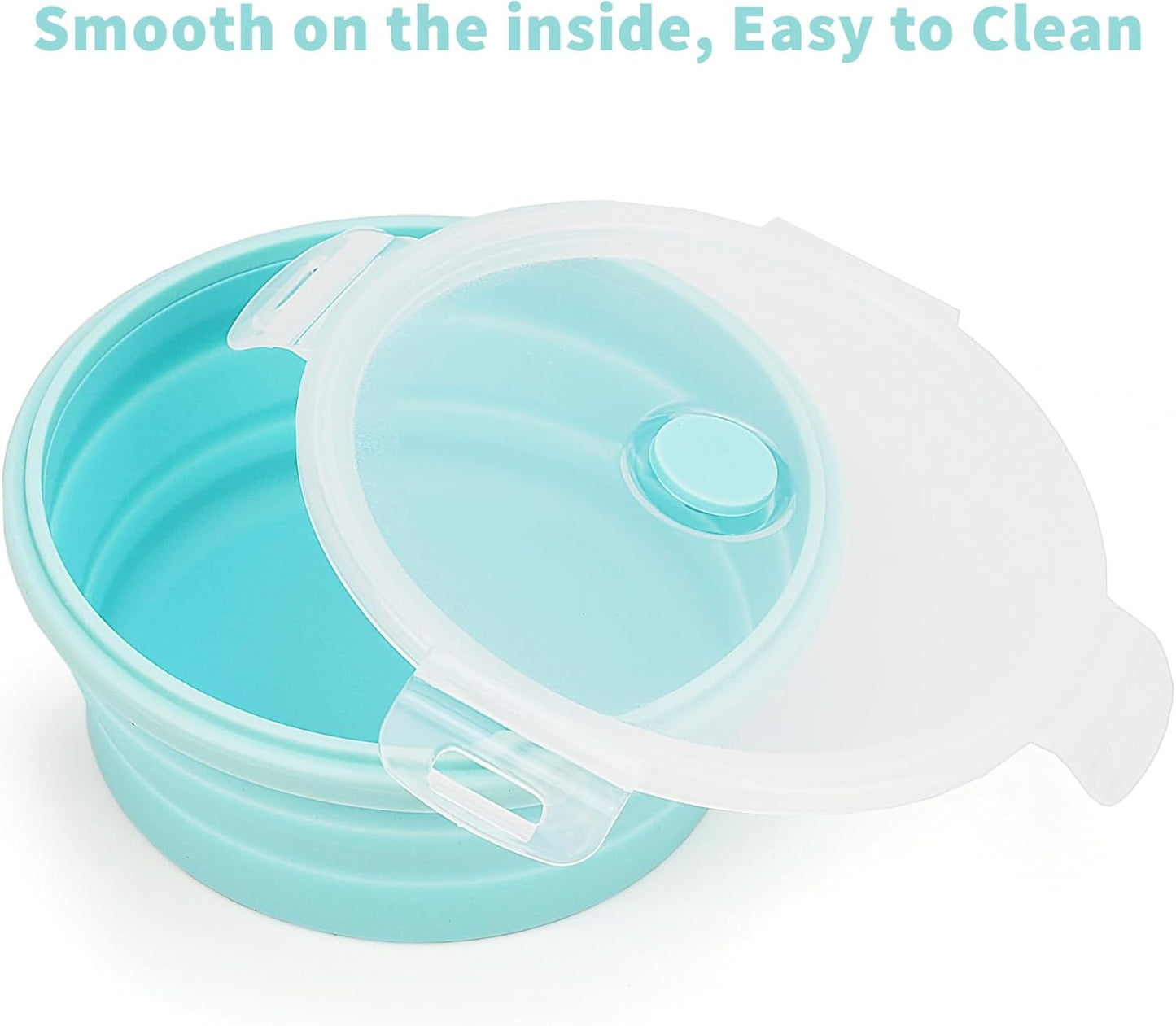 CARTINTS Silicone Collapsible Food Storage Containers-Prep/Storage Bowls with Lids - Set of 3 Square Silicone Lunch Containers - Microwave, Dishwasher and Freezer Safe (blue)