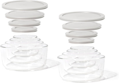 6-Piece Glass Food Storage Containers Set (3 Containers + 3 BPA-Free Lids) | 2-Cup, Leakproof | Microwave, Freezer, Oven & Dishwasher Safe | Ideal for Meal Prep & Pantry Organization, Pistachio