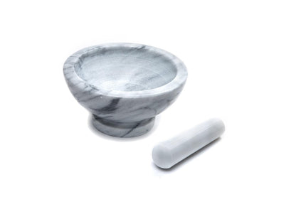 Fox Run Marble Mortar and Pestle Set, White, Small 4" Pestle and Mortar