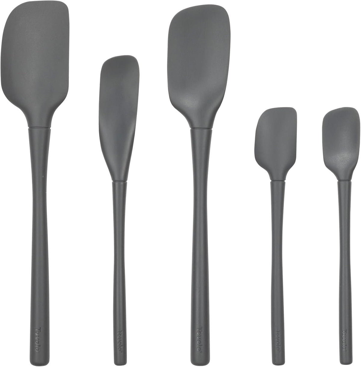Tovolo Flex Core 5 Piece Silicone Spatula Set Heat Resistant All Silicone Utensils Include Non Stick Spatula Spoonula Jar Scraper, Dishwasher Safe BPA Free Spatulas for Baking Mixing, White