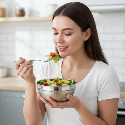 10 Pack Stainless Steel Bowls, 5 Inch Snacks Bowl 15 Oz Soup Bowl Double Walled Insulated Metal Serving Dishes for Sauces, Rice, Noodle, Ice Cream