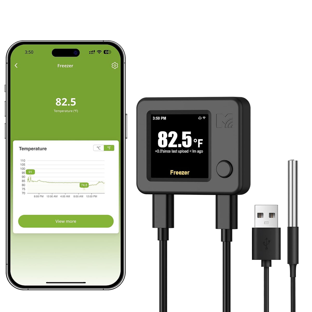MOCREO WiFi Freezer Alarm Refrigerator Thermometer, App & Email Alerts