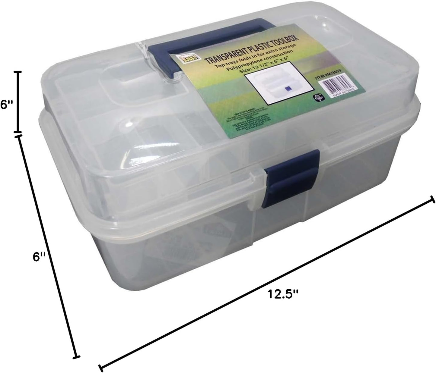 BIN BUDDY 3-Layer Stackable Clear Plastic Boxes | Removable Dividers | 5.75" (14.6 cm) x 5.75" (14.6 cm) x 5" (12.7 cm) | Ideal for Craft & Garage Organizing