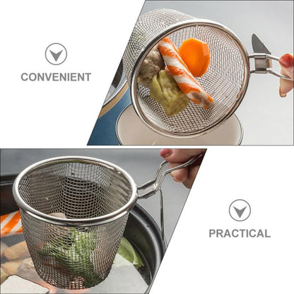 Toyvian Stainless Steel Hot Pot Basket 2 pcs Fine Mesh Strainer for Noodles Pasta Dumplings Boiling Blanching Home Kitchen and Restaurant Use