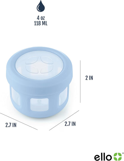 Ello Reusable Condiment Containers 4oz each with Screw-on Leak Proof Lid | Perfect for Salad Dressing Sauce Dips Lunchbox Picnic Travel Bento Box | BPA-Free | Dishwasher Safe