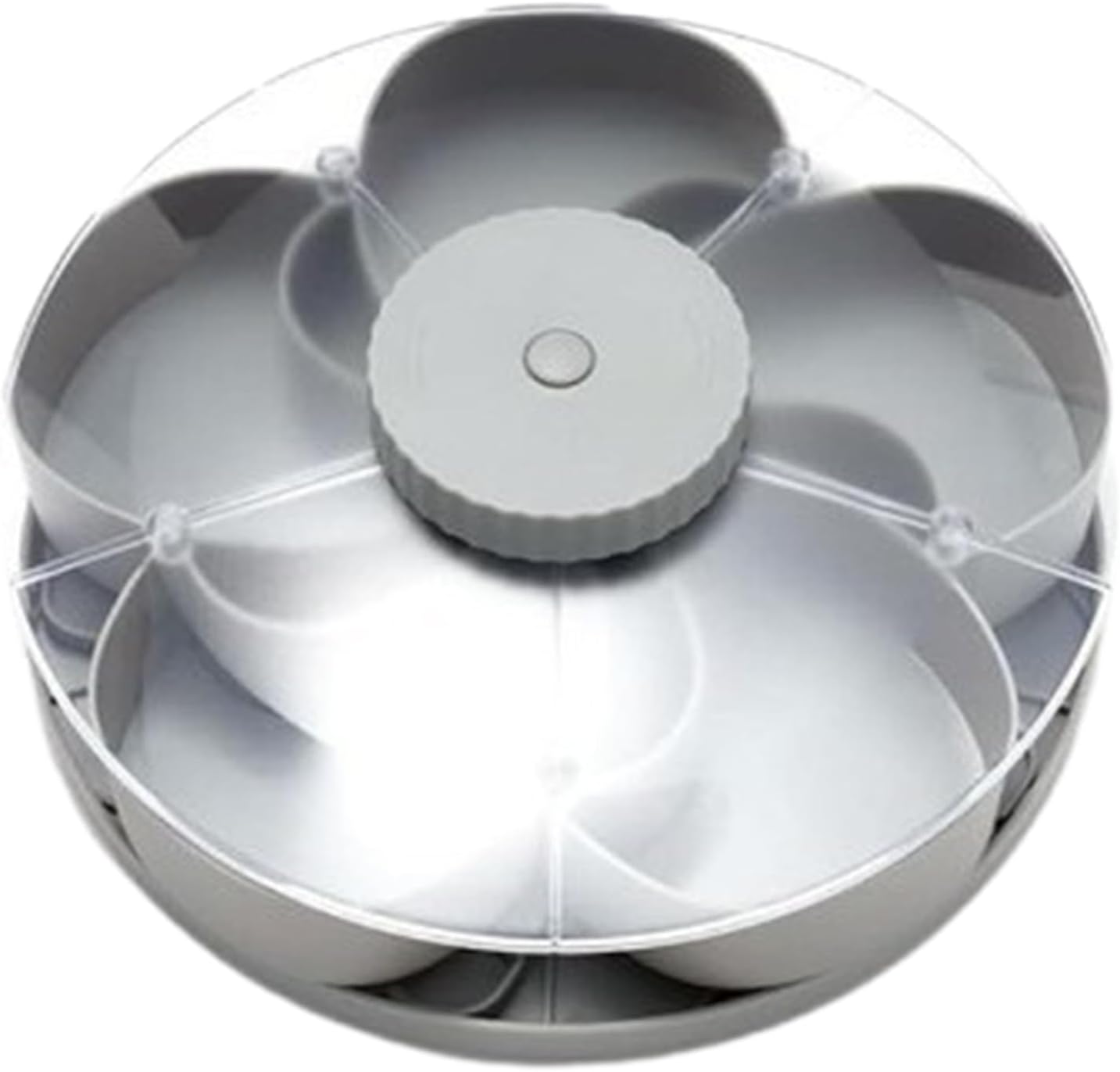 Divided Serving Tray that Spins, Divided Spin and Snack Snack Spinner with Lid, Snackle Box Container, Rotating Lazy Susan Multi-Compartment Tray for Fruit, Nuts, Candy, Party & Picnic (Grey)
