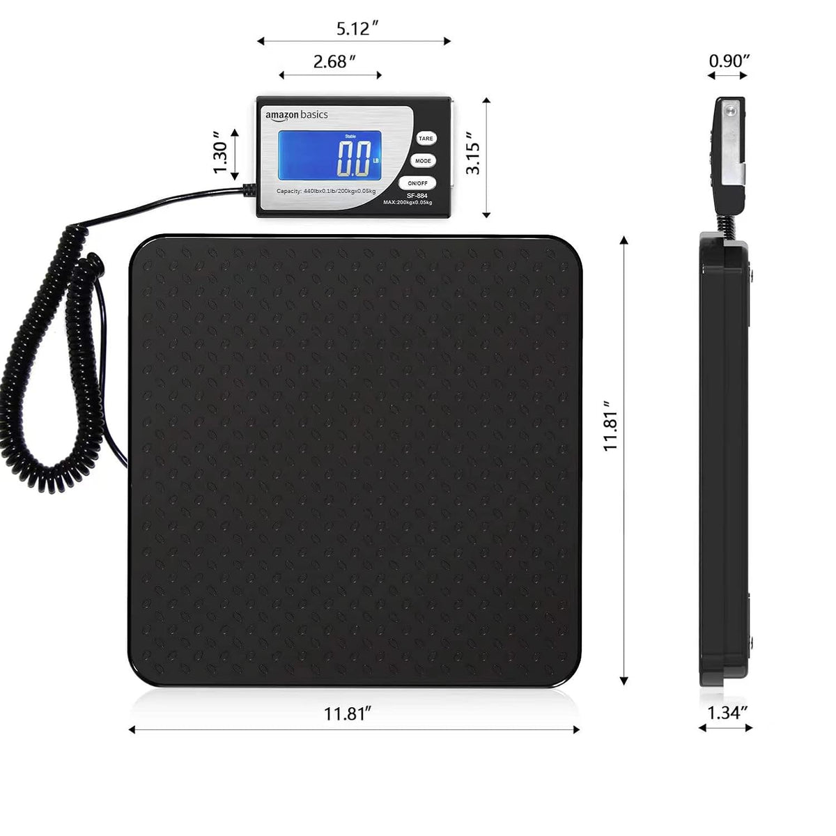 Amazon Basics Digital Postal Shipping Scale with Tare Function, AC Adapter, 65 lb Capacity, 0.1 oz Readability, LCD Display, Black