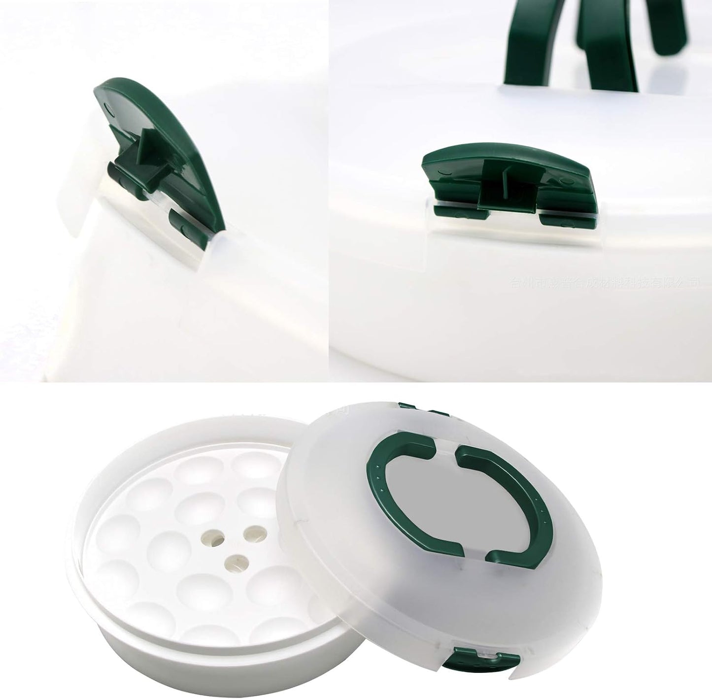 10 Inch Portable Pie Carrier with Lid and Tray 3-In-1 Round Cupcake Container Egg Holder Muffin Tart Cookie Keeper Food for Halloween(Green)