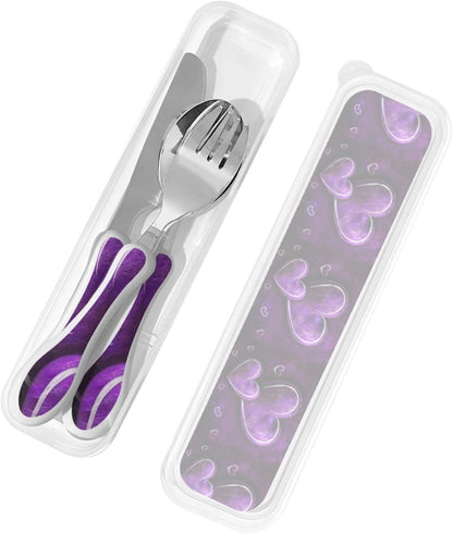 3-Piece Kids Silverware Set With Storage Case, Stainless Steel Reusable Children Safe Knife Spoon Fork Set Grim Reaper Children Flatware Set For Kids Lunch Box
