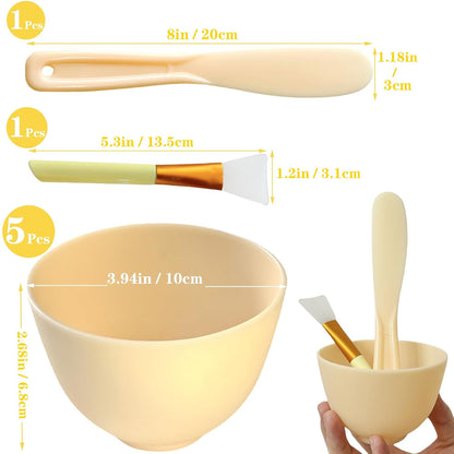 7Pcs Silicone Mixing Bowls, Silicone Bowls for Facials, DIY Face Mask Mixing Bowl for Home Salon Spa Face Skin Applicator Bowl, Black