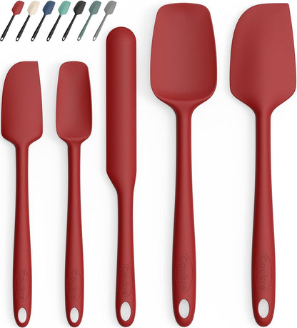 Coukre Silicone Spatula Set of 5,High Temperature Resistant, Food Grade Silicone, Dishwasher Safe, for Baking, Cooking (Pure Colorful A)