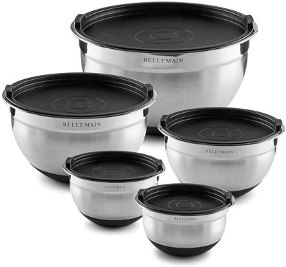 Bellemain Stainless Steel Non-Slip Mixing Bowls with Lids (4-Piece Set)